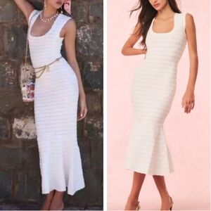 LoveShackFancy White Midi Dress